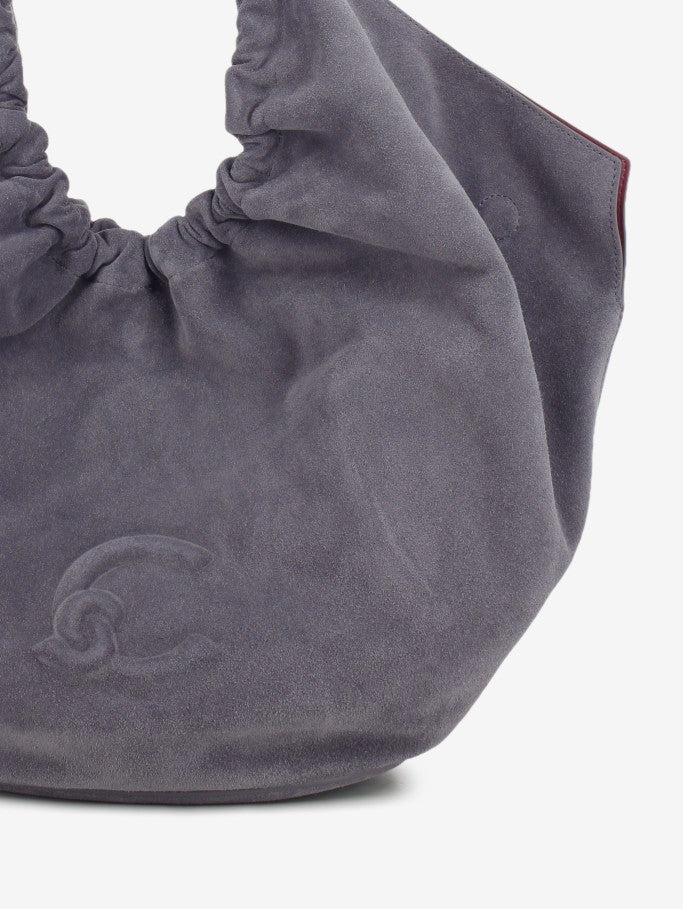 Handbag in suede leather smooth / stove