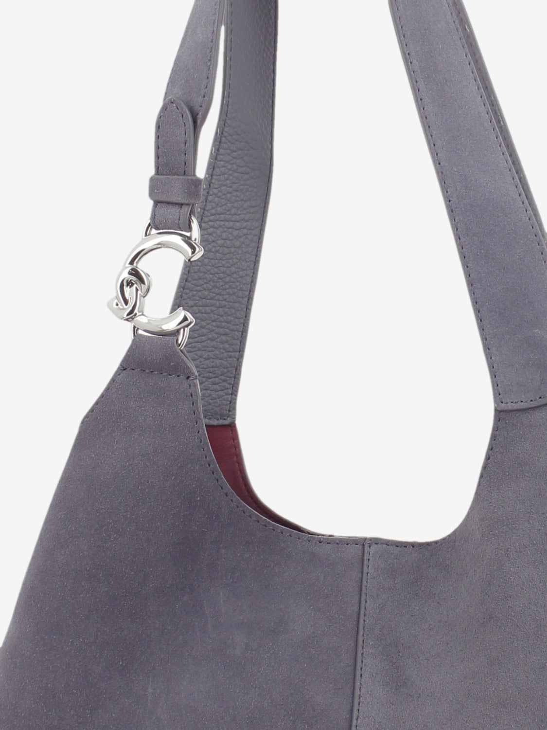 Handbag in suede leather stone