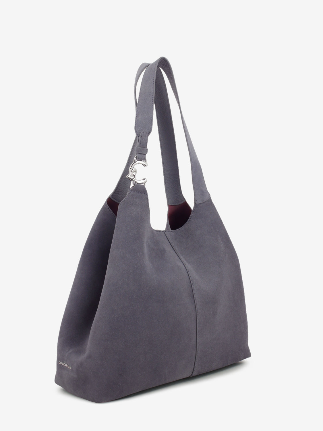 Handbag in suede leather stone