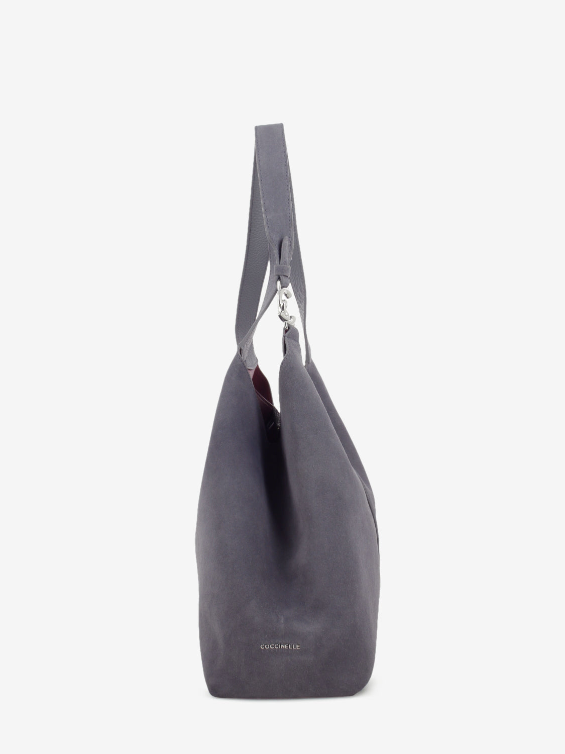 Handbag in suede leather stone