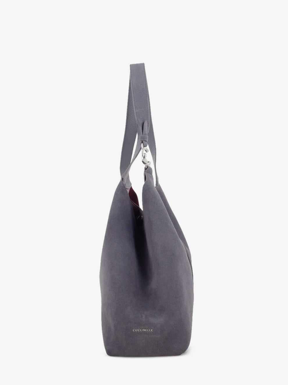 Handbag in suede leather stone