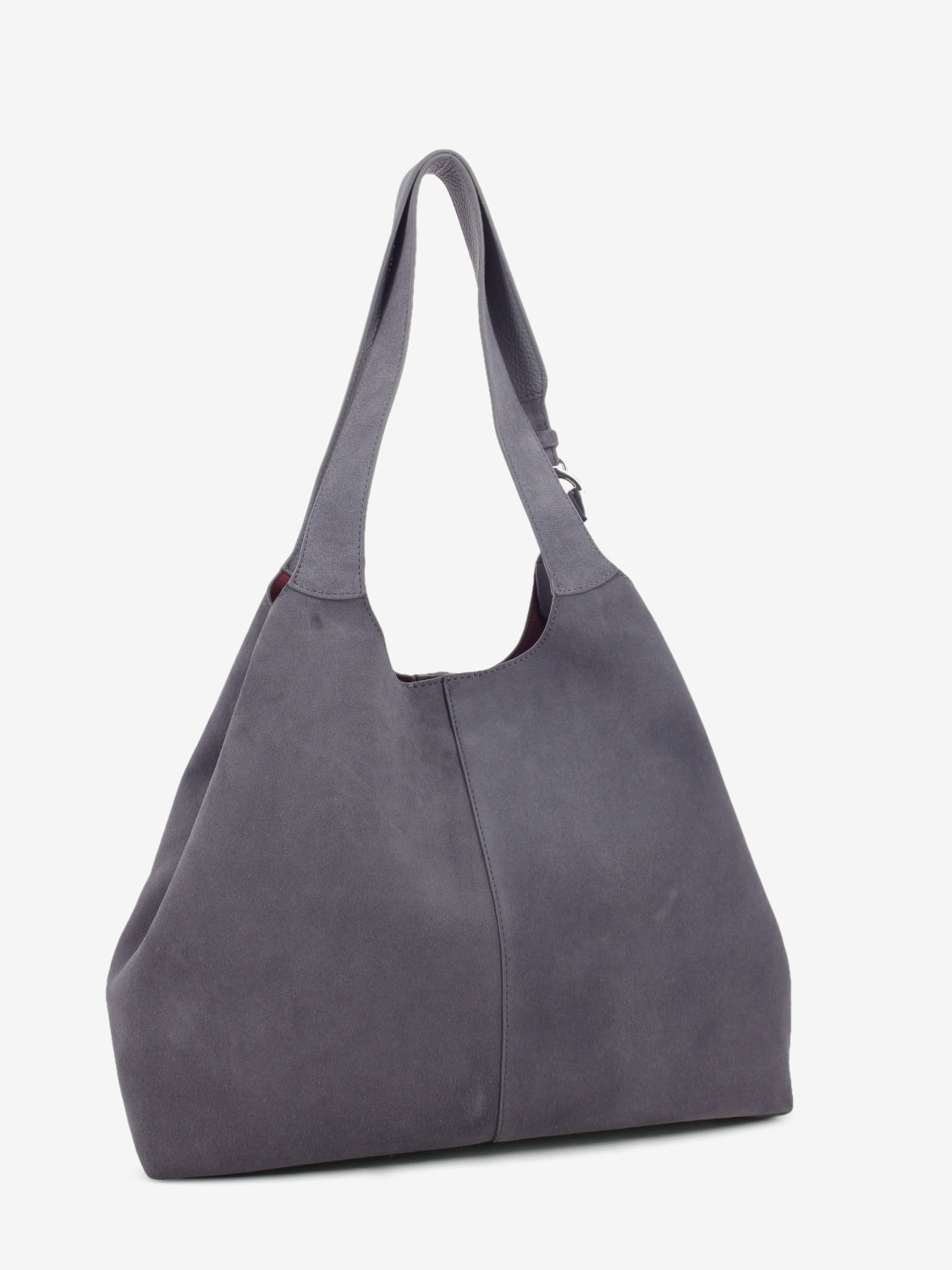 Handbag in suede leather stone