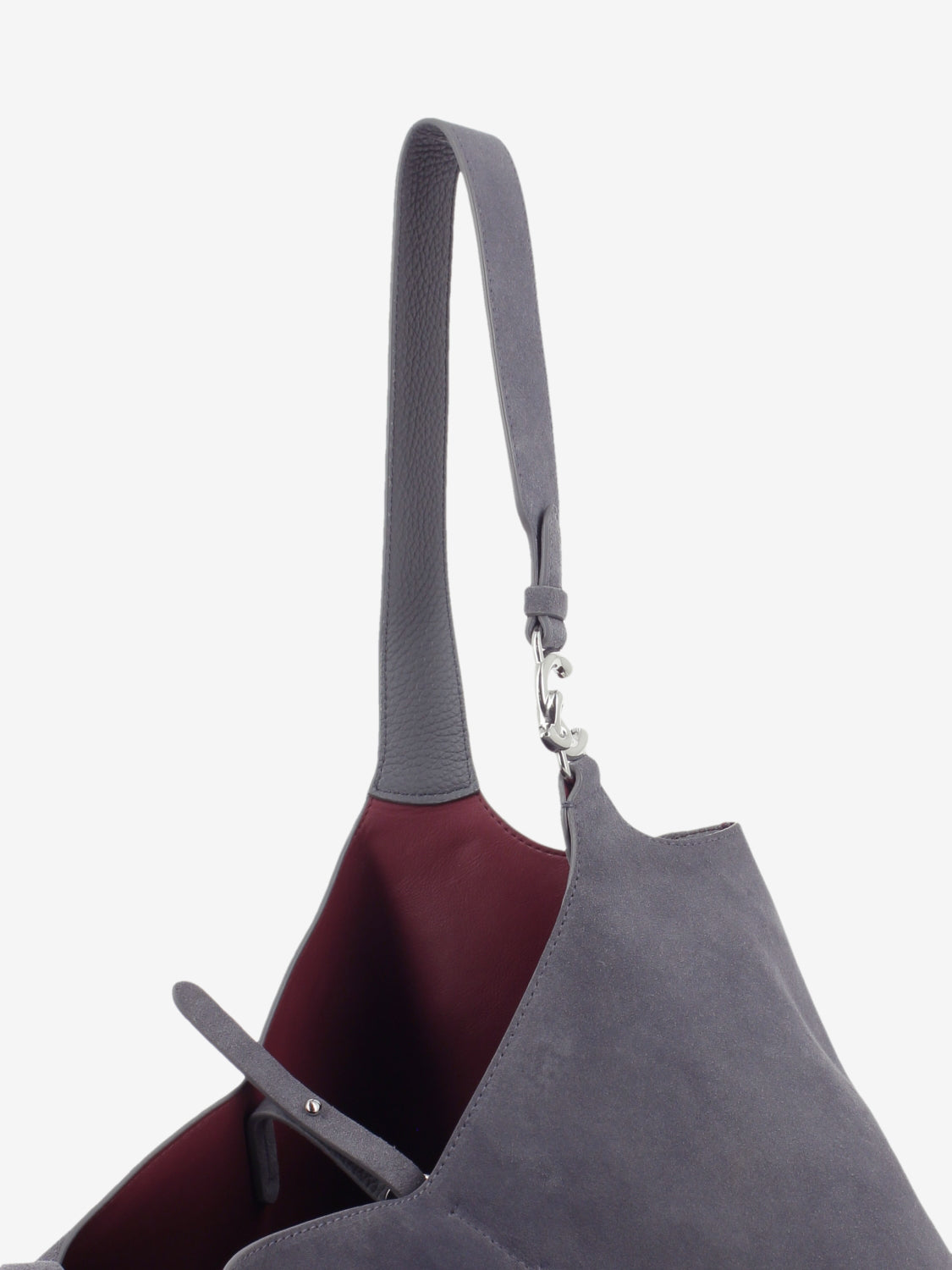 Handbag in suede leather stone