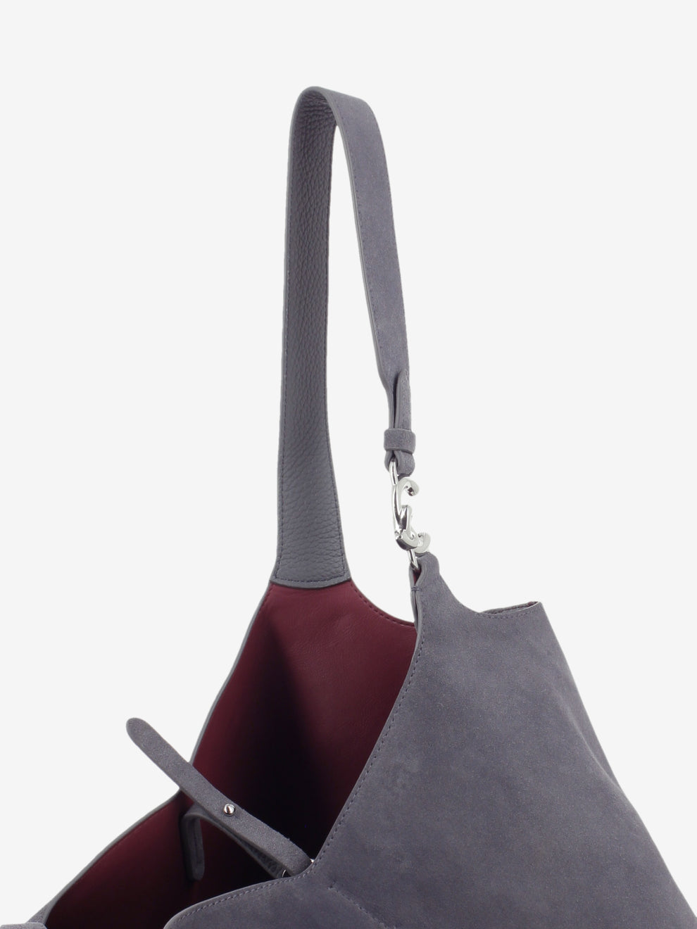 Handbag in suede leather stone