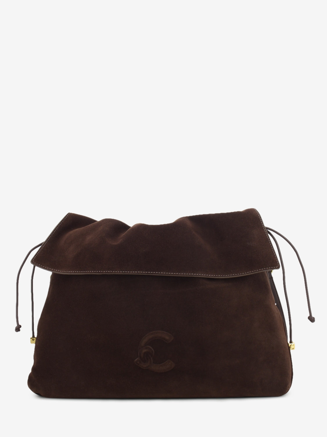 Handbag in suede Lidia medium brunette