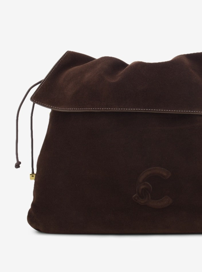 Handbag in suede Lidia medium brunette