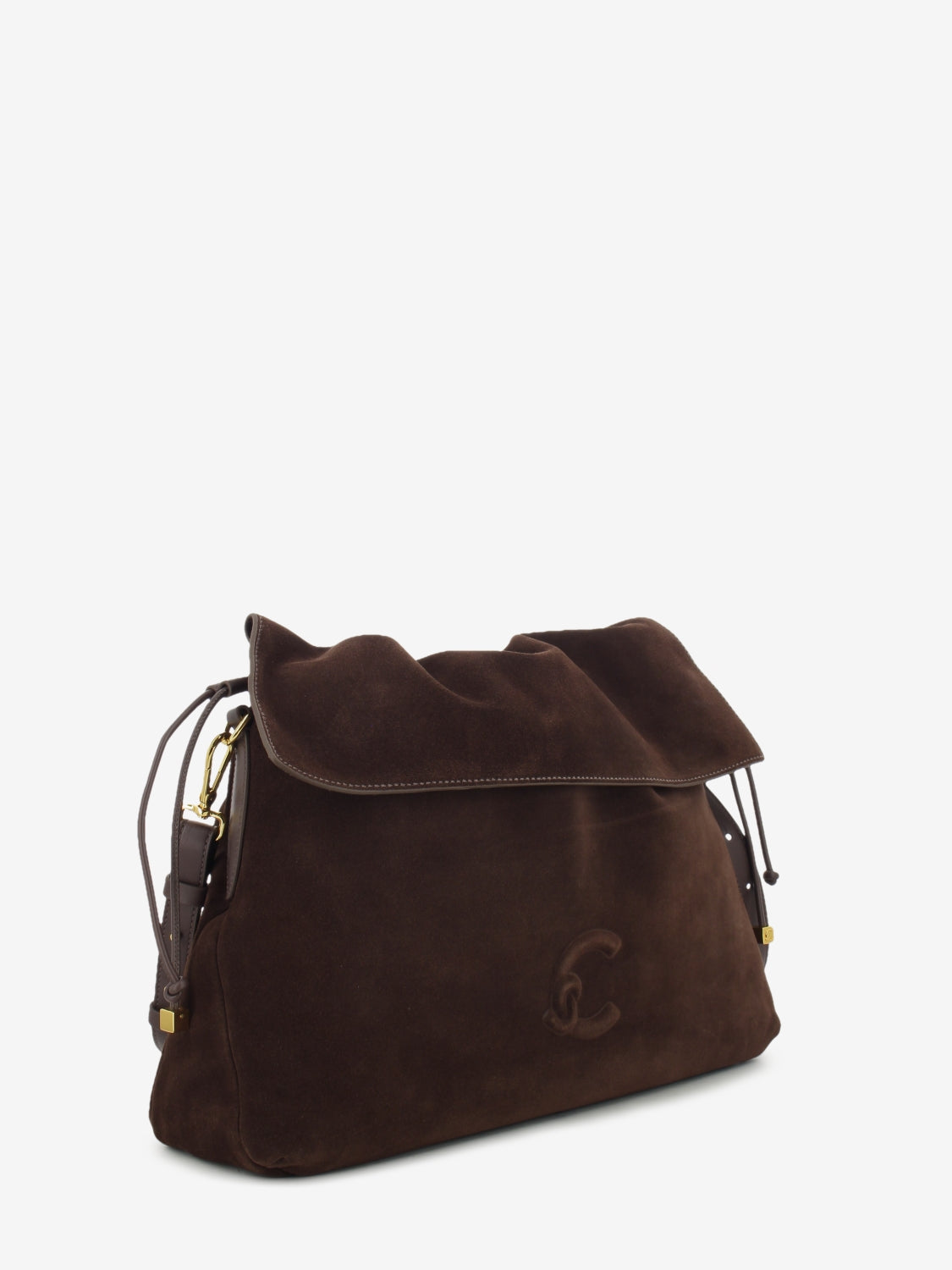 Handbag in suede Lidia medium brunette