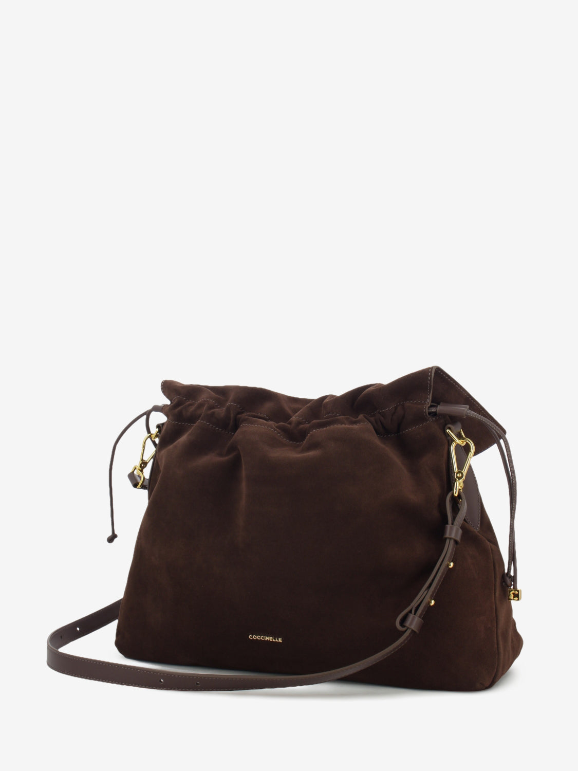Handbag in suede Lidia medium brunette