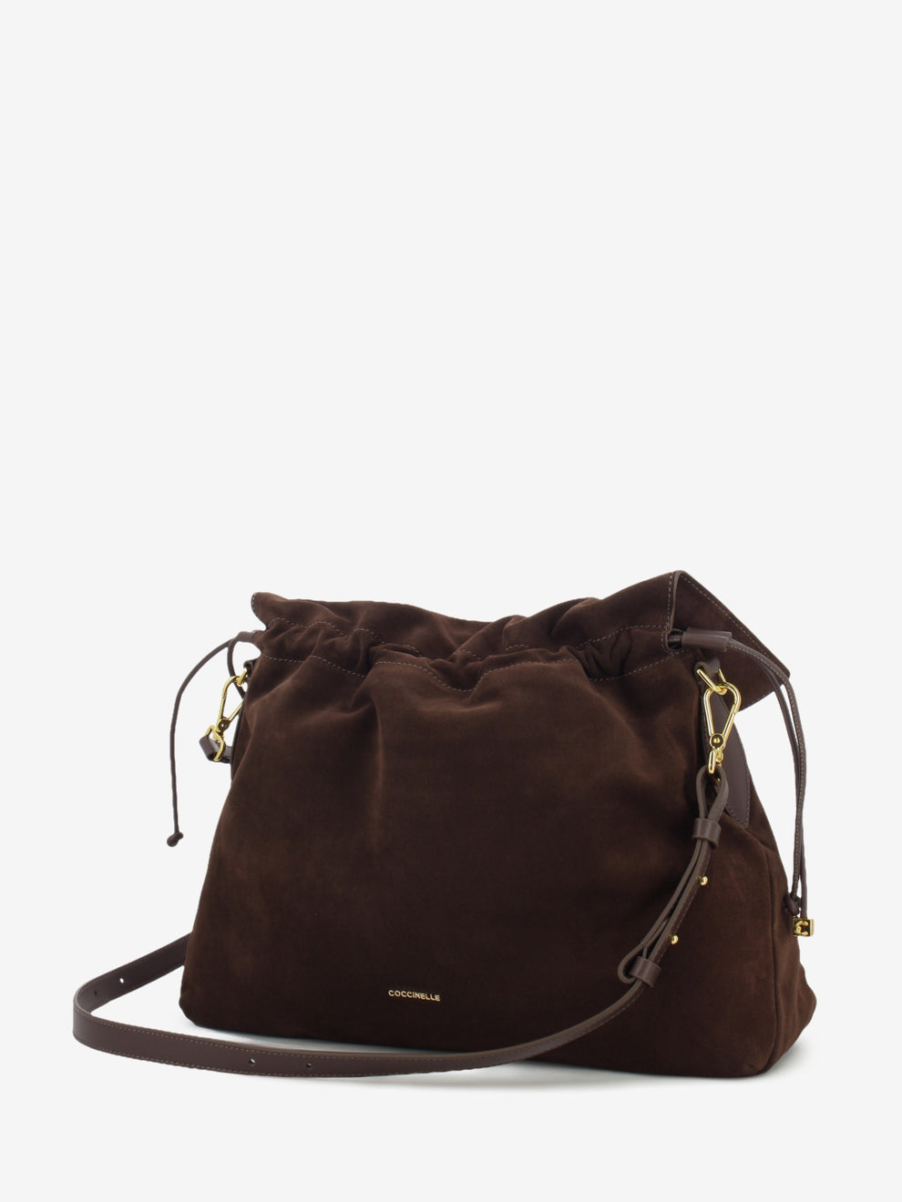 Handbag in suede Lidia medium brunette