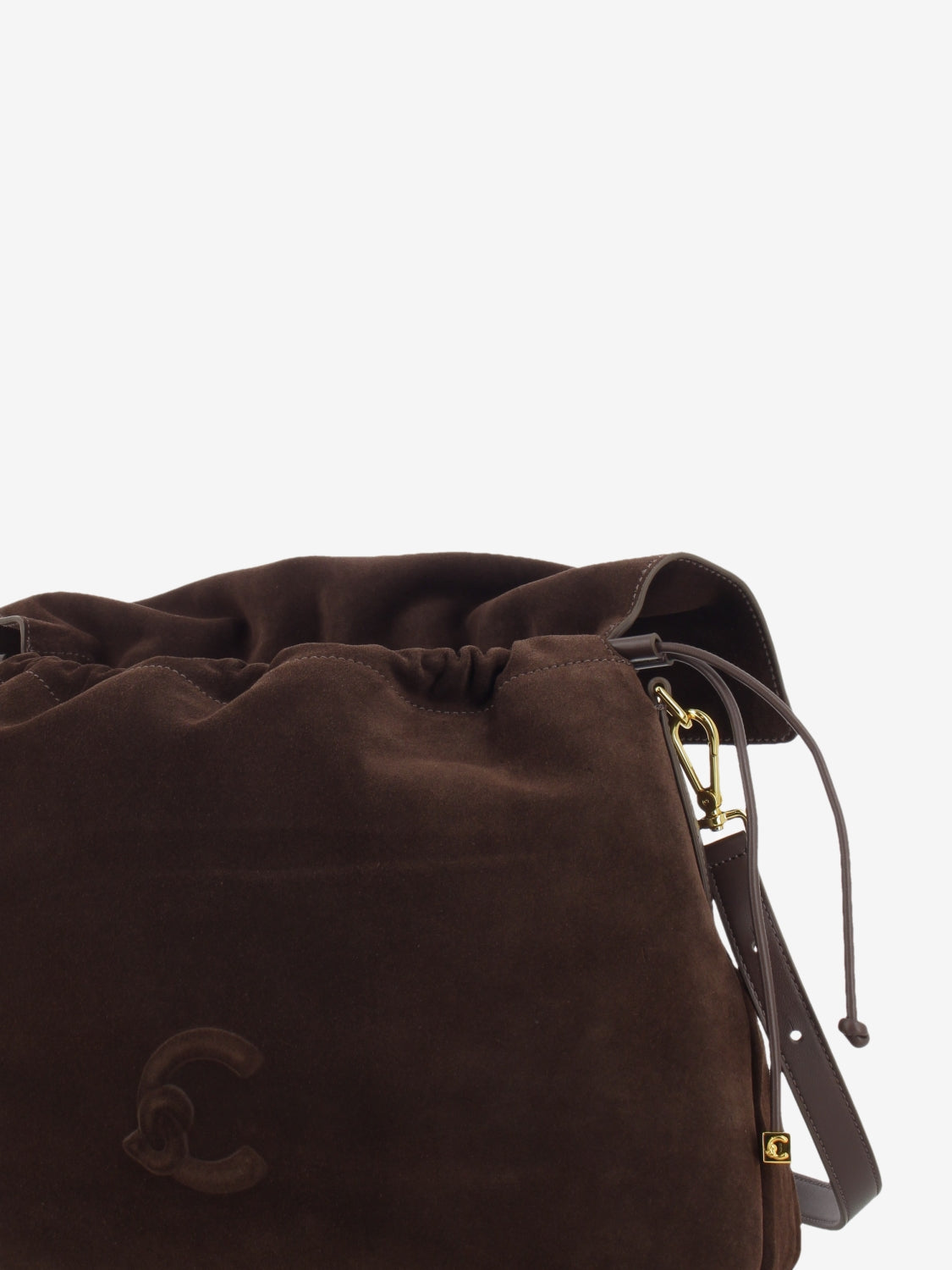 Handbag in suede Lidia medium brunette