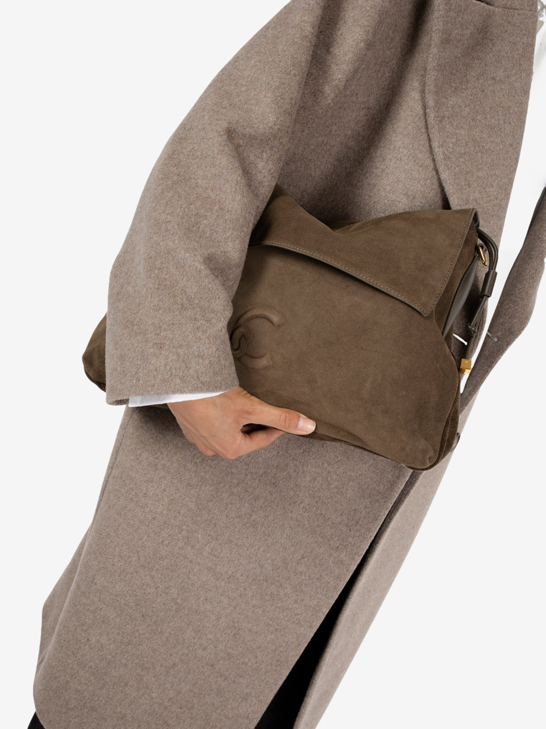Handbag in suede Lidia medium fango