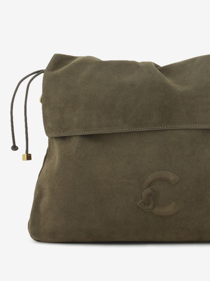Handbag in suede Lidia medium fango