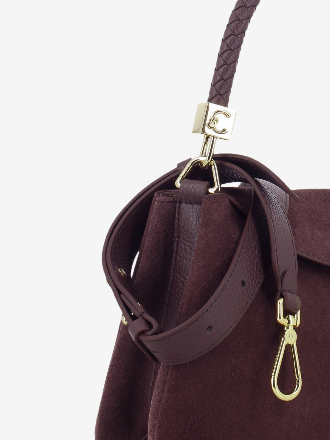 Handbag in suede Tiggy small berry