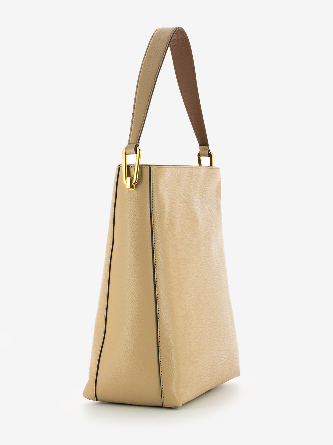 Handbag Lea grained leather toasted / brule