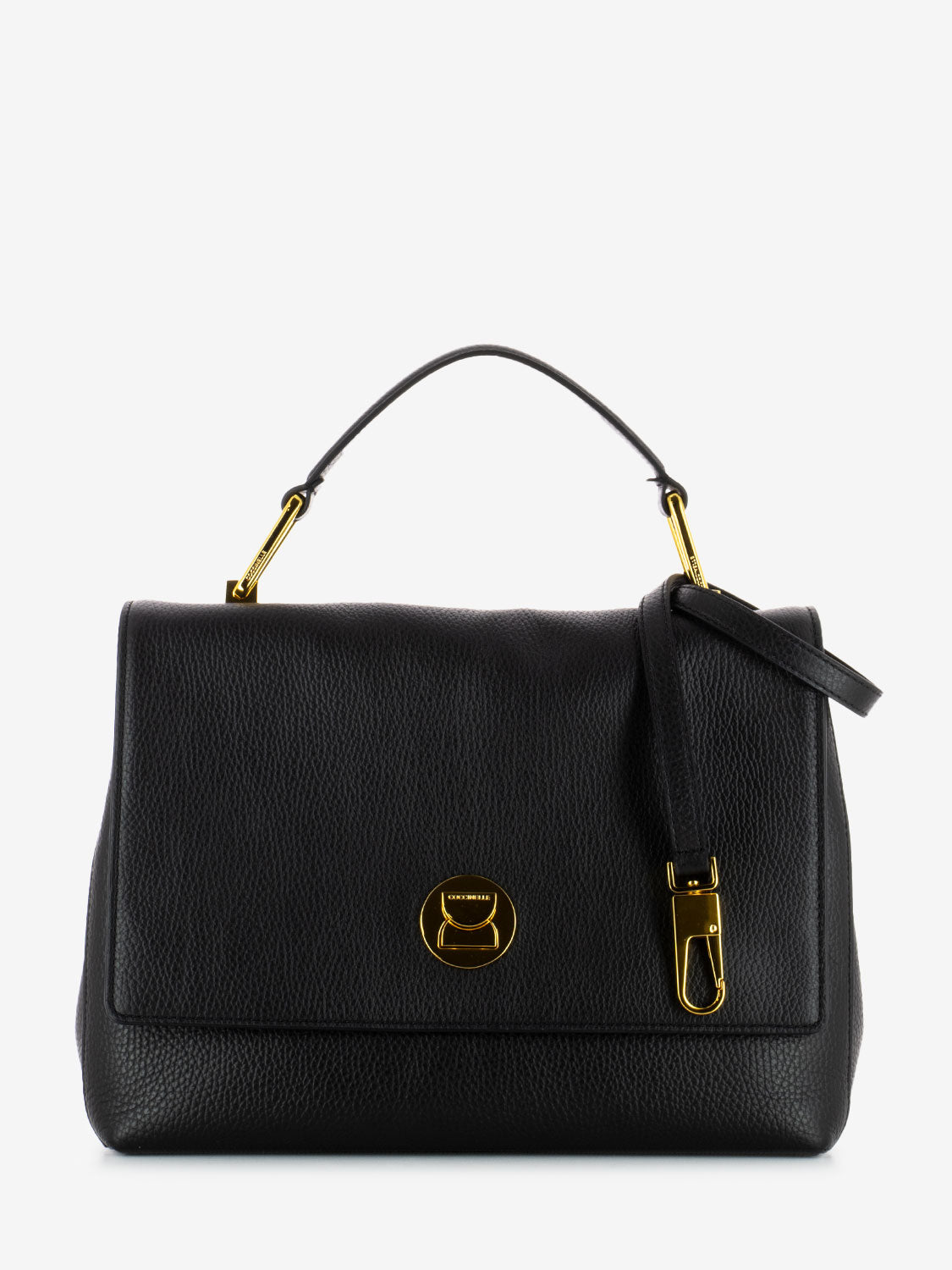 Handbag media in pelle nero