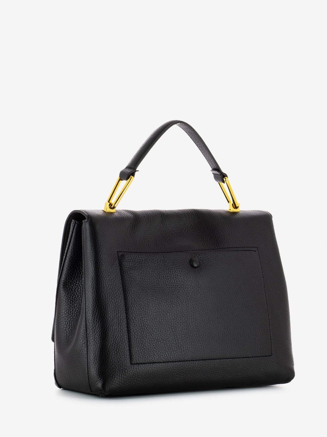 Handbag media in pelle nero