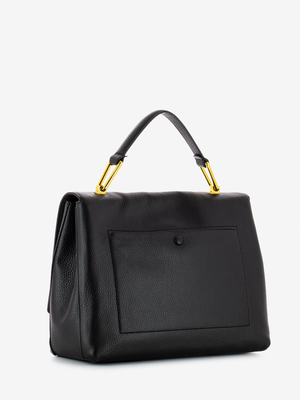 Handbag media in pelle nero
