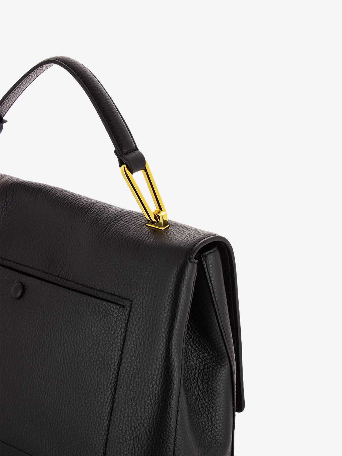 Handbag media in pelle nero
