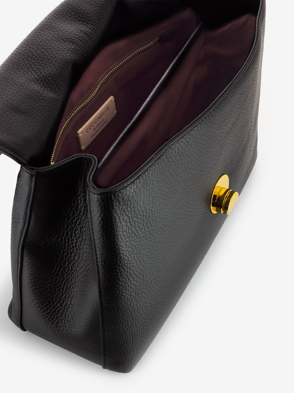 Handbag media in pelle nero