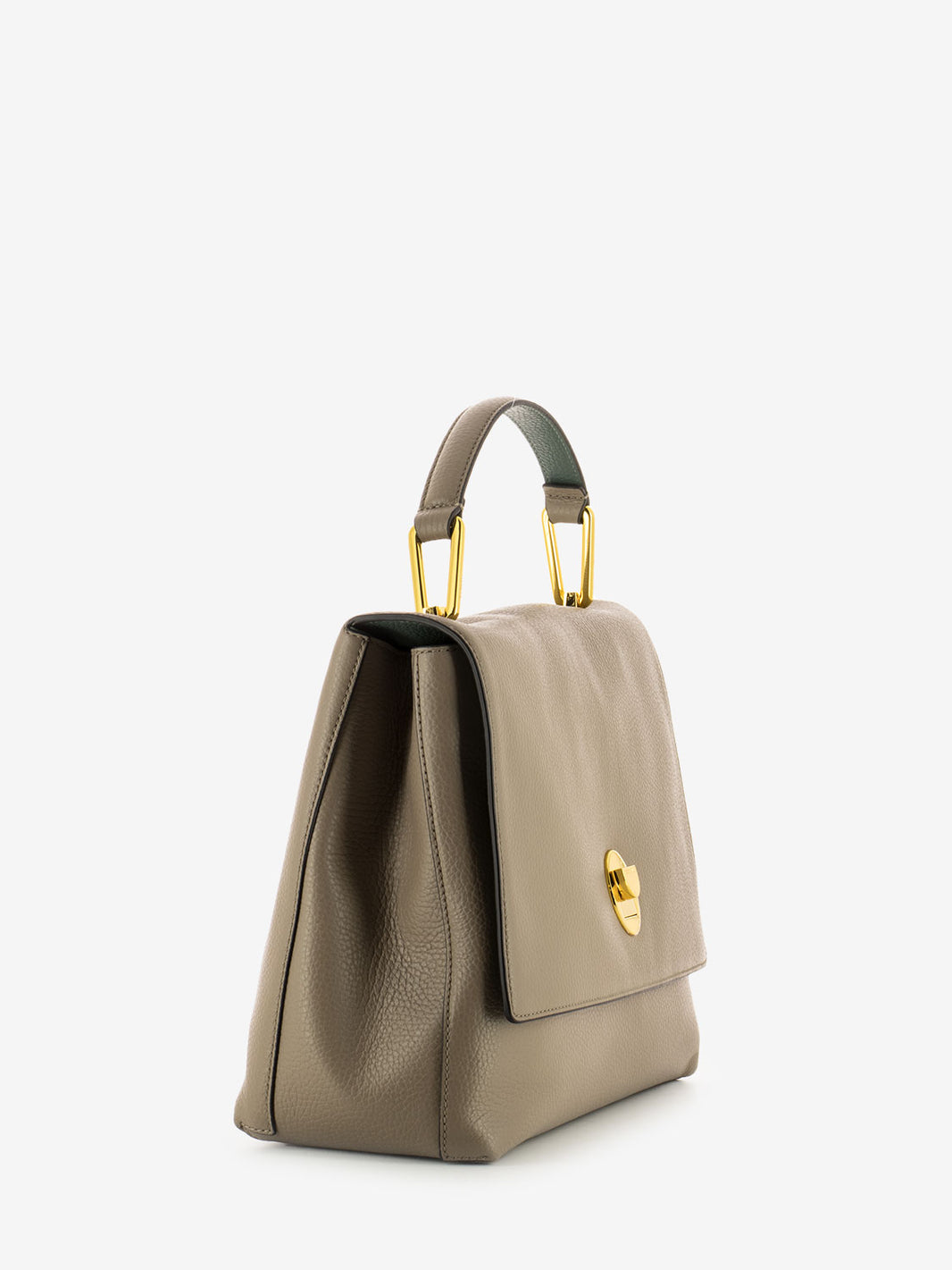 Handbag media in pelle warm taupe