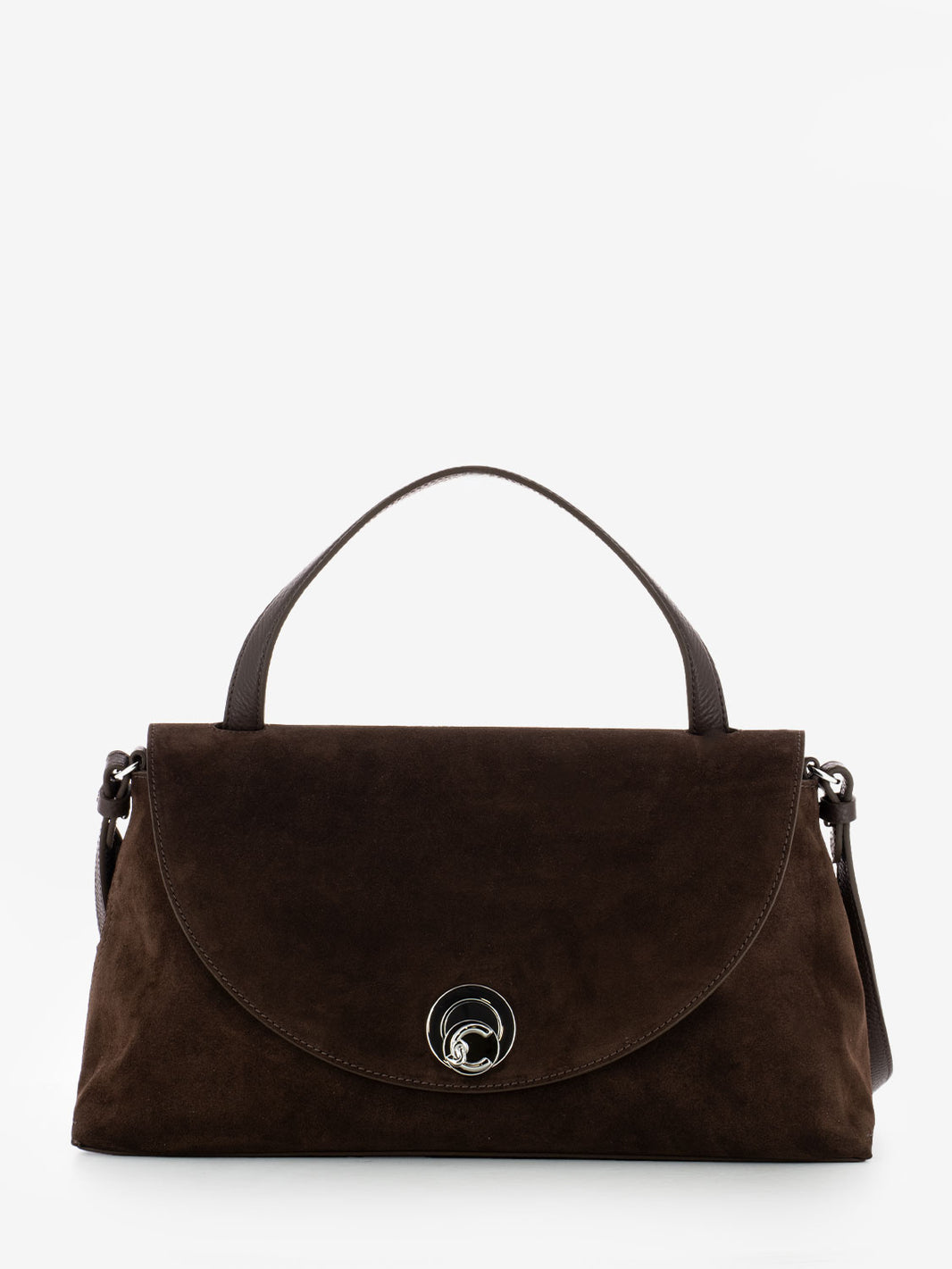 Handbag Nikla suede / leather grained brunette