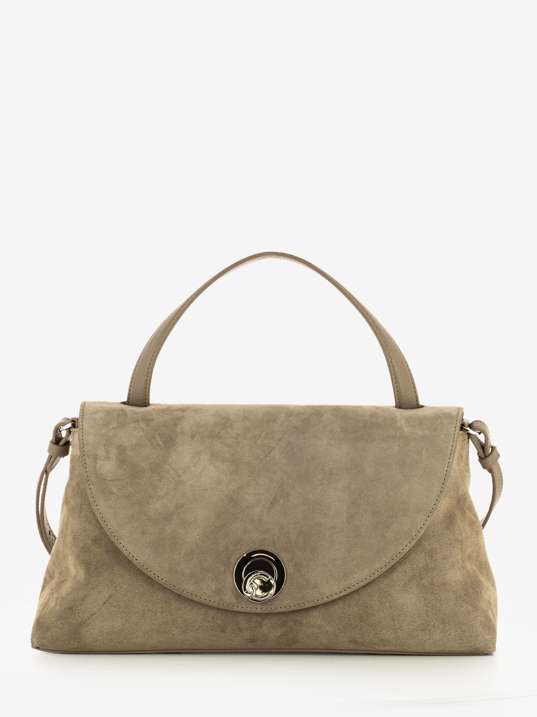 Handbag Nikla suede / leather grained warm taupe