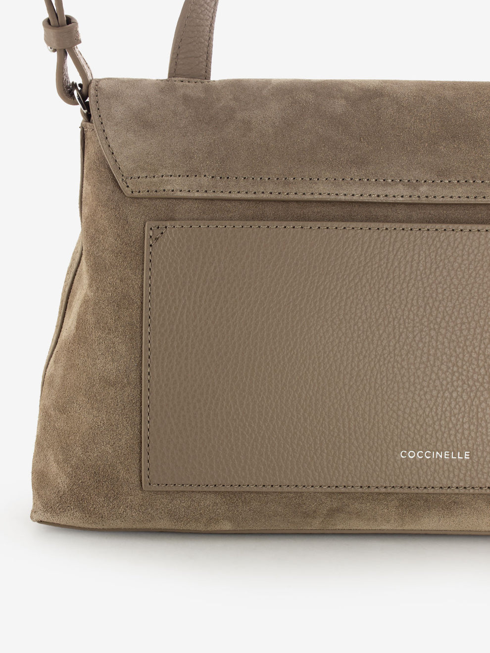 Handbag Nikla suede / leather grained warm taupe