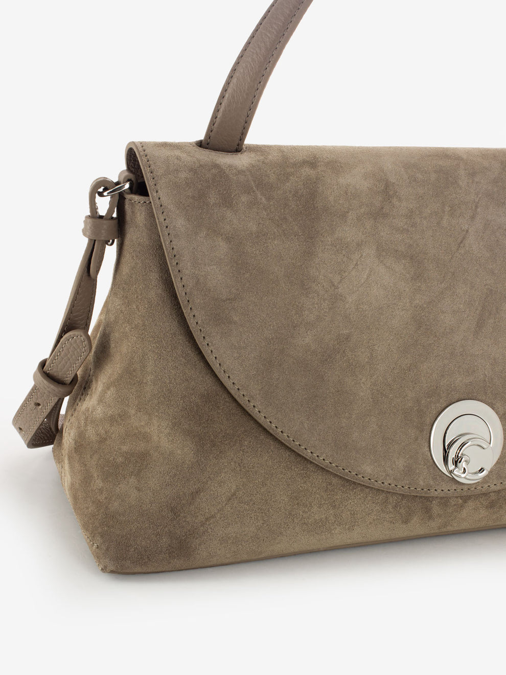 Handbag Nikla suede / leather grained warm taupe