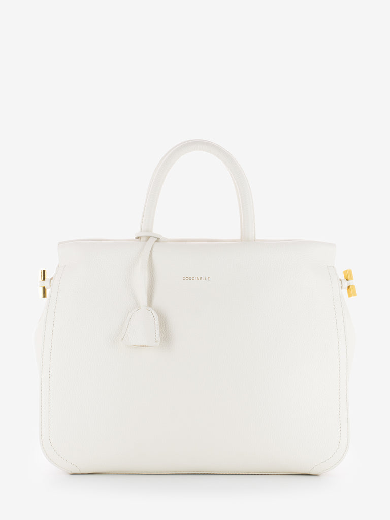 COCCINELLE - Handbag pelle bottalata coconut milk