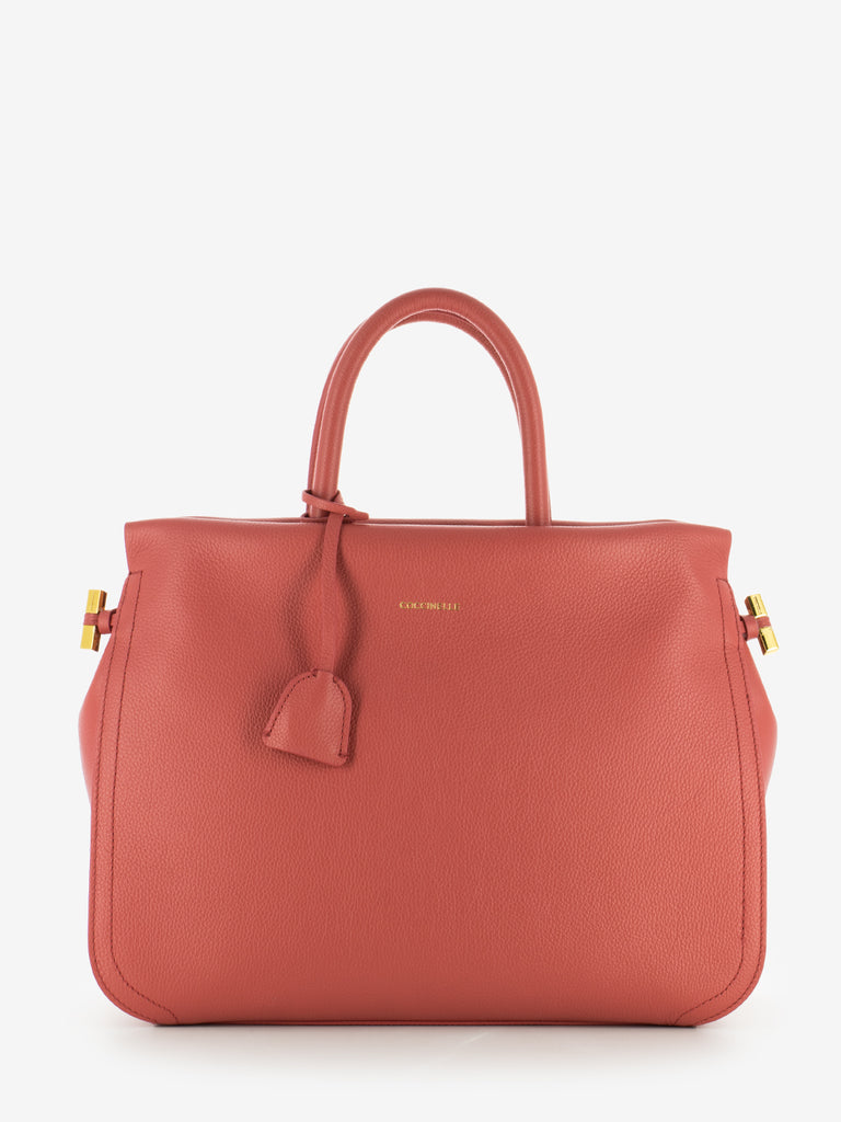 COCCINELLE - Handbag pelle bottalata cranberry