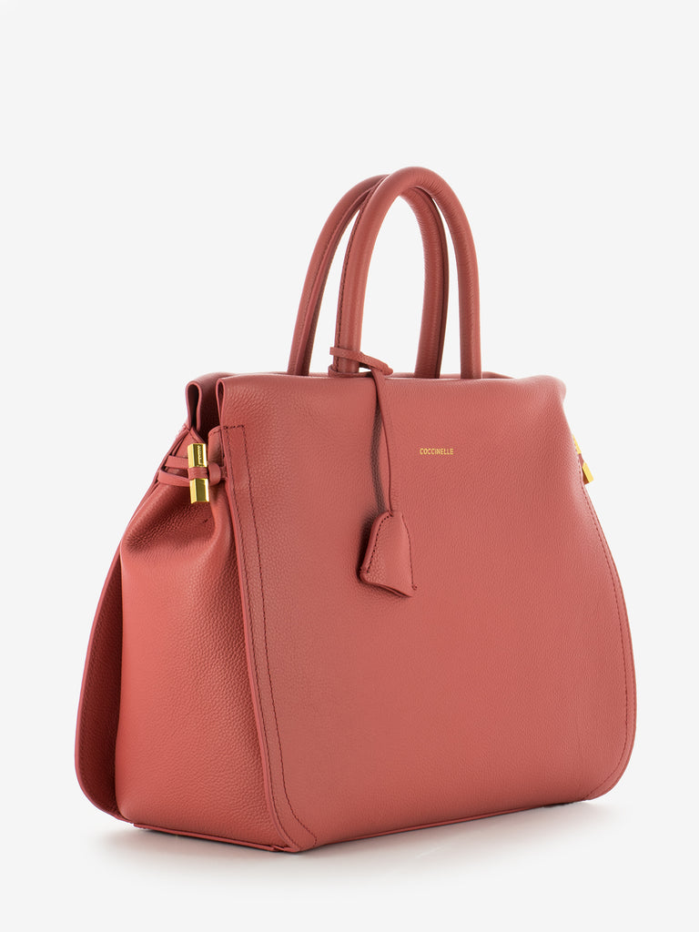 COCCINELLE - Handbag pelle bottalata cranberry