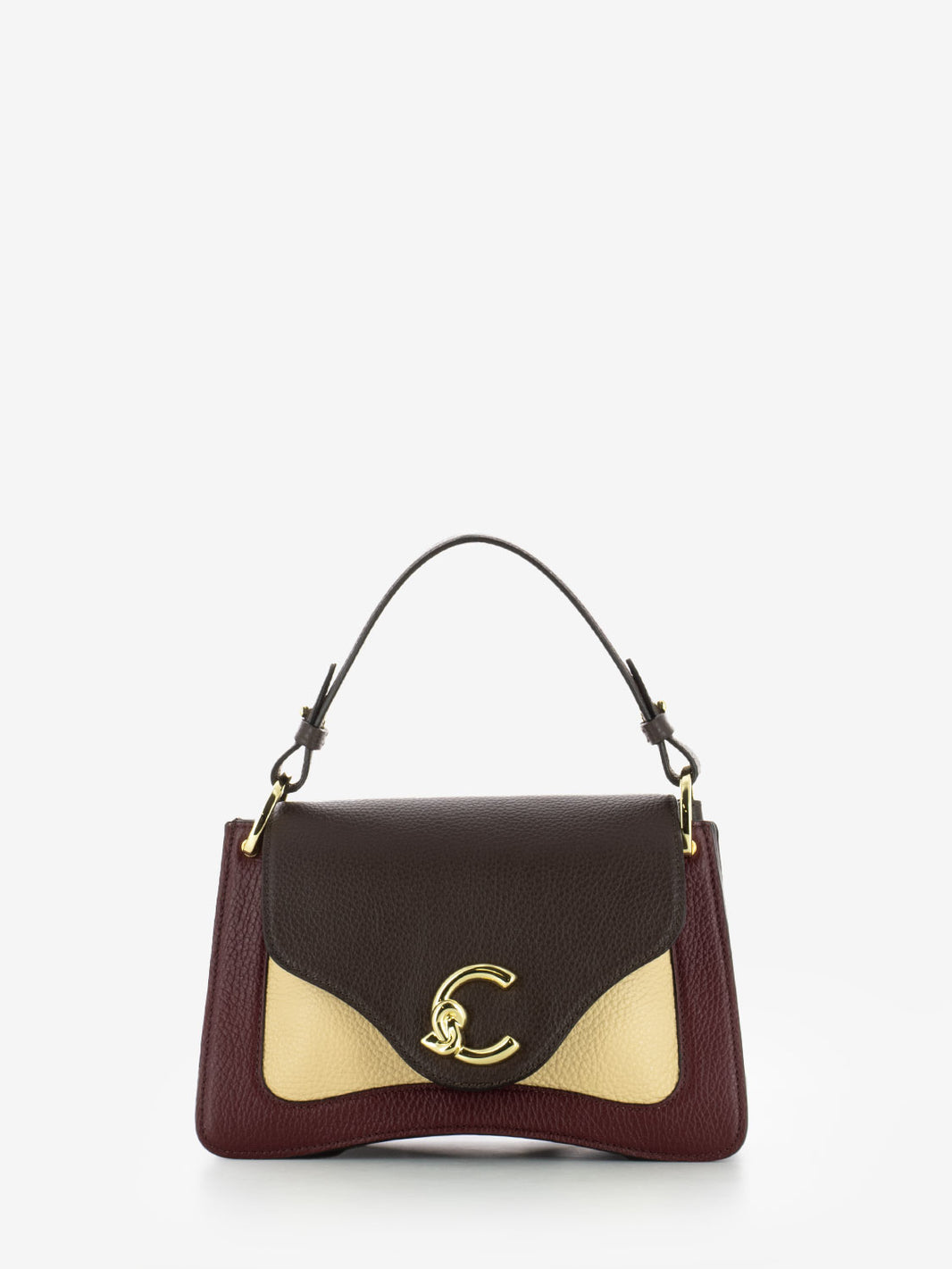 Handbag small grained leather ribes / brunette