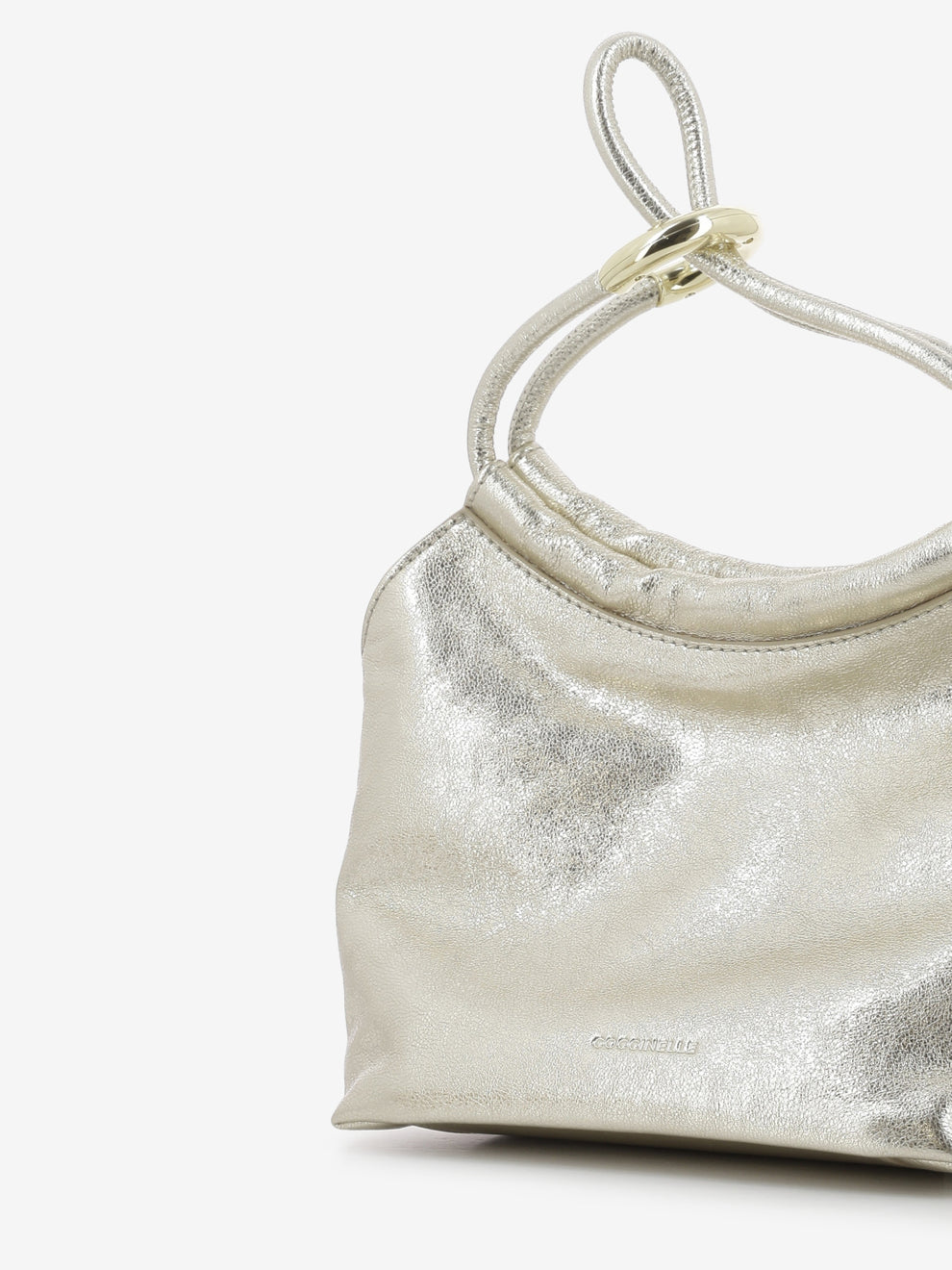 Handbag smooth pale gold leather