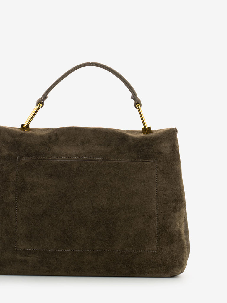 COCCINELLE - Handbag suede e pelle coffee