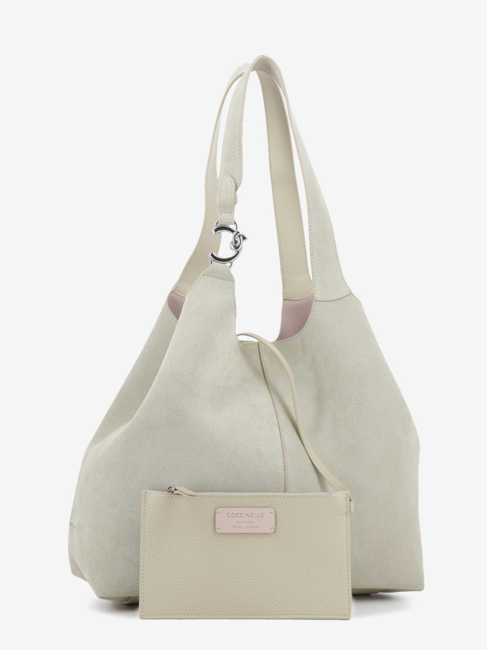 Handbag suede leather sandshell