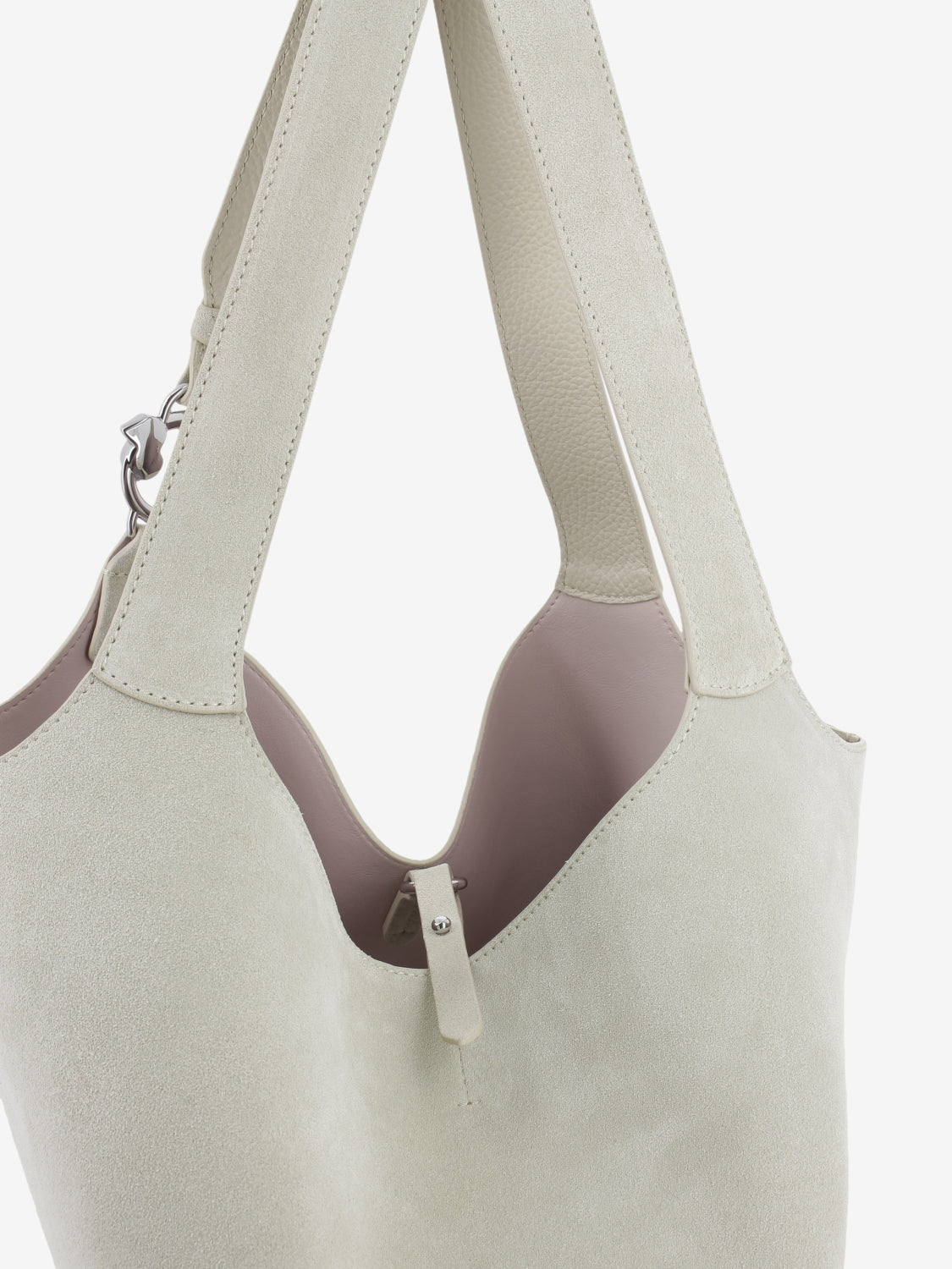 Handbag suede leather sandshell