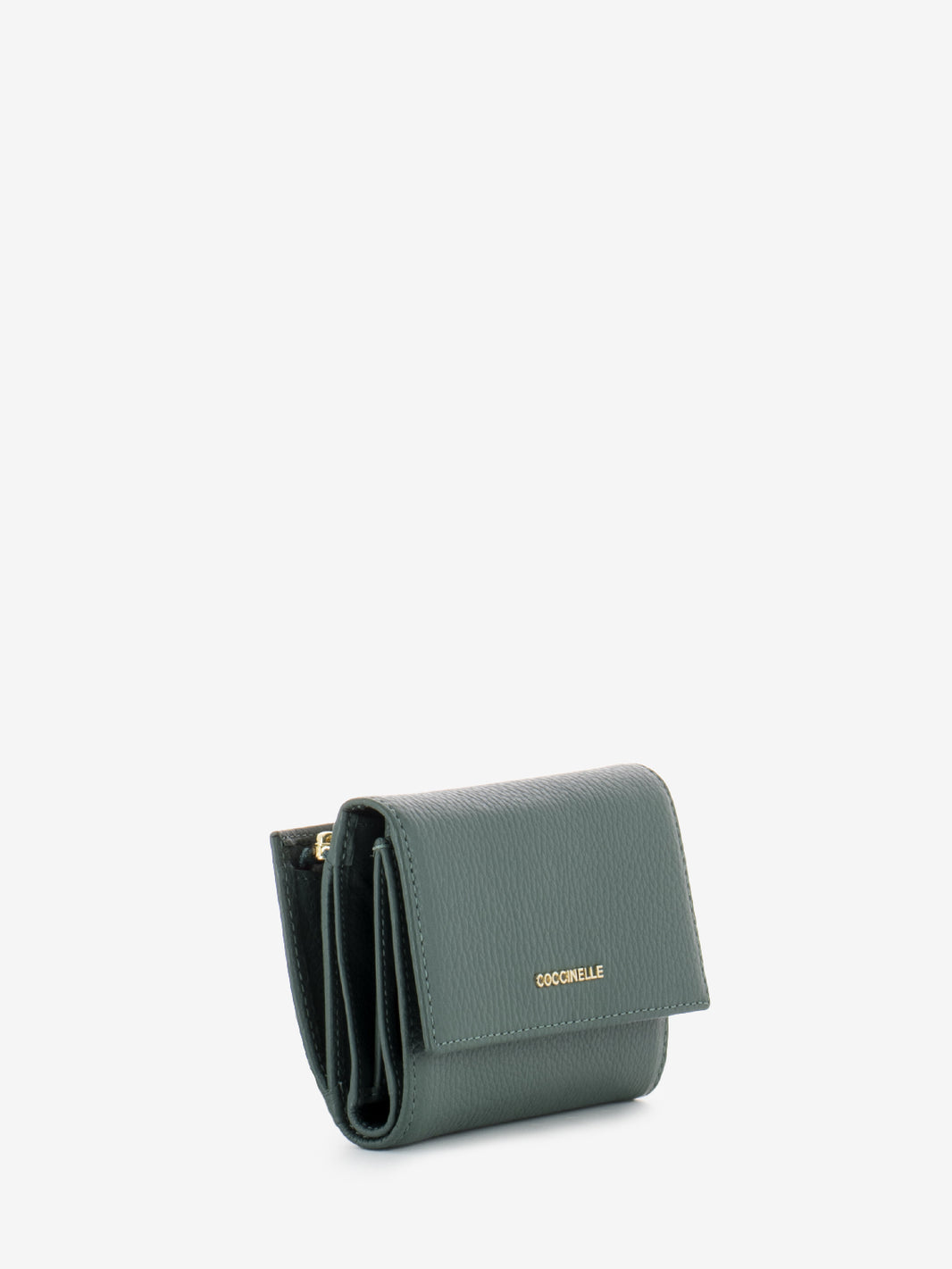 Portafoglio grained leather kale green