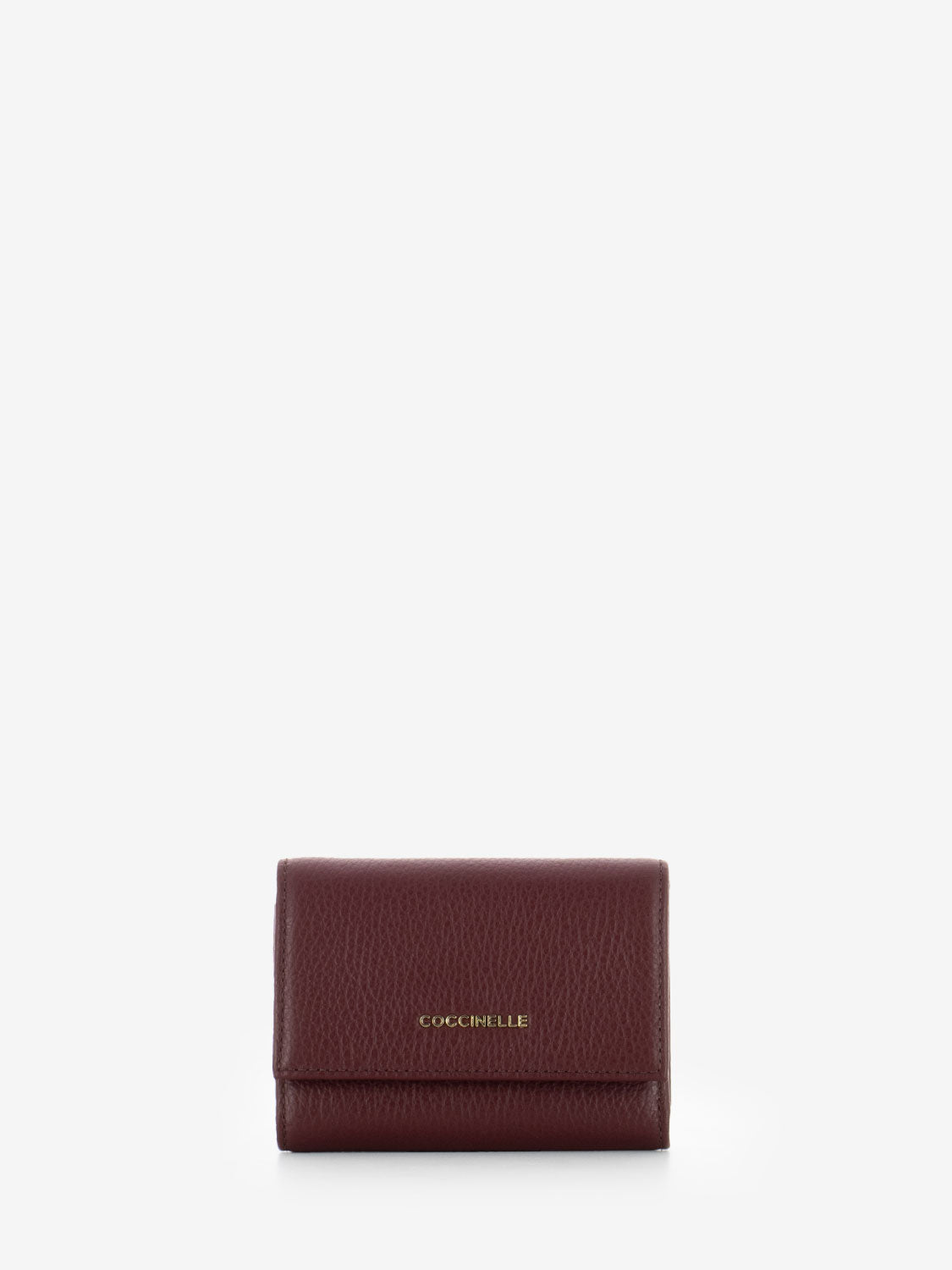 Grained leather wallet in currant