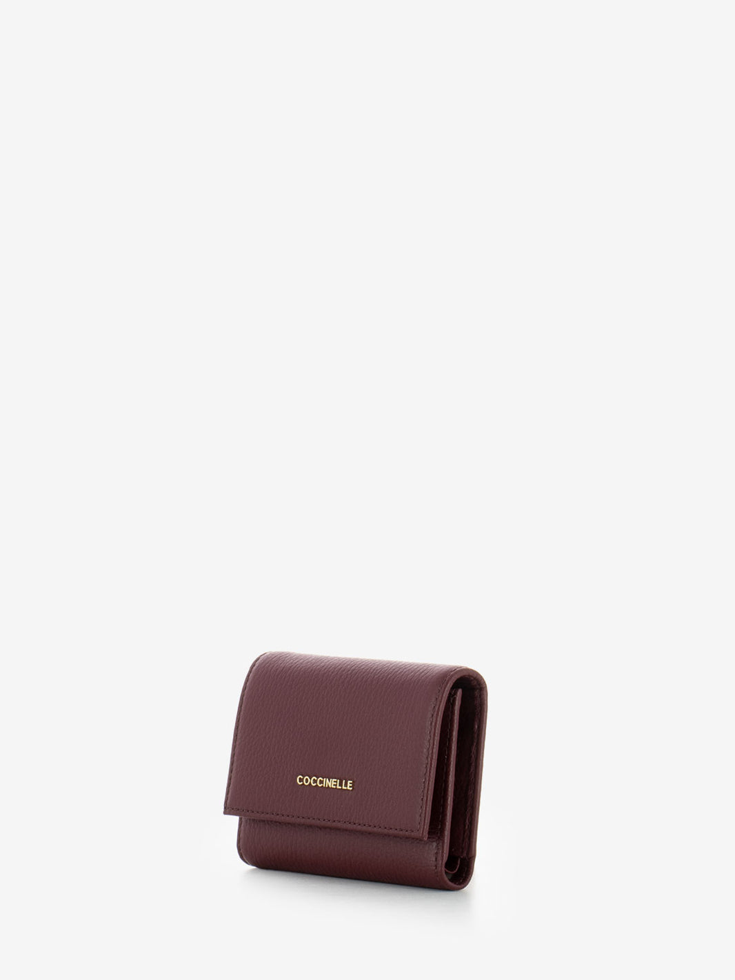 Grained leather wallet in currant