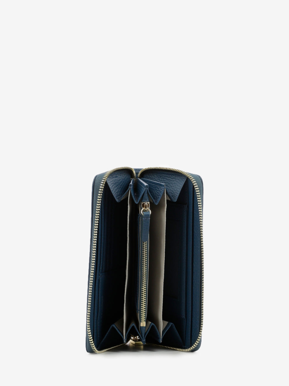 Portafoglio grande zip around leather deep blue