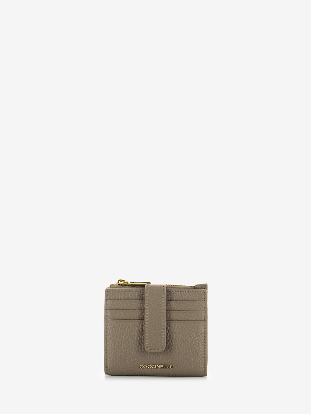 Portafoglio piccolo in pelle martellata warm taupe