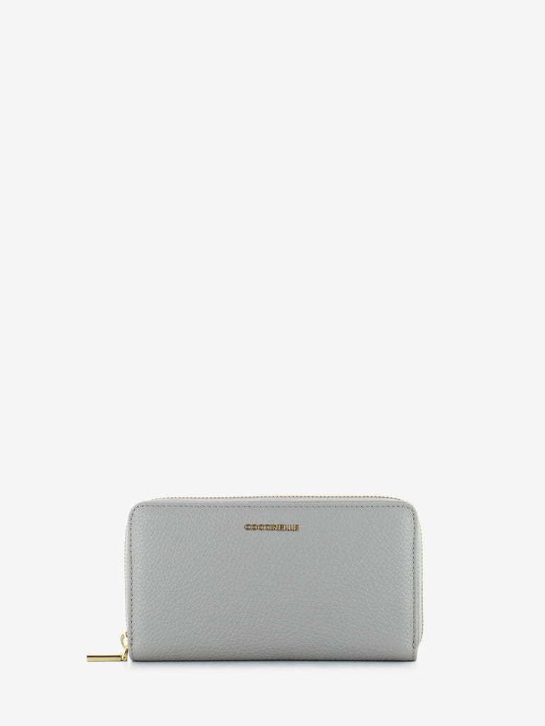 COCCINELLE - Wallet grained leather light grey