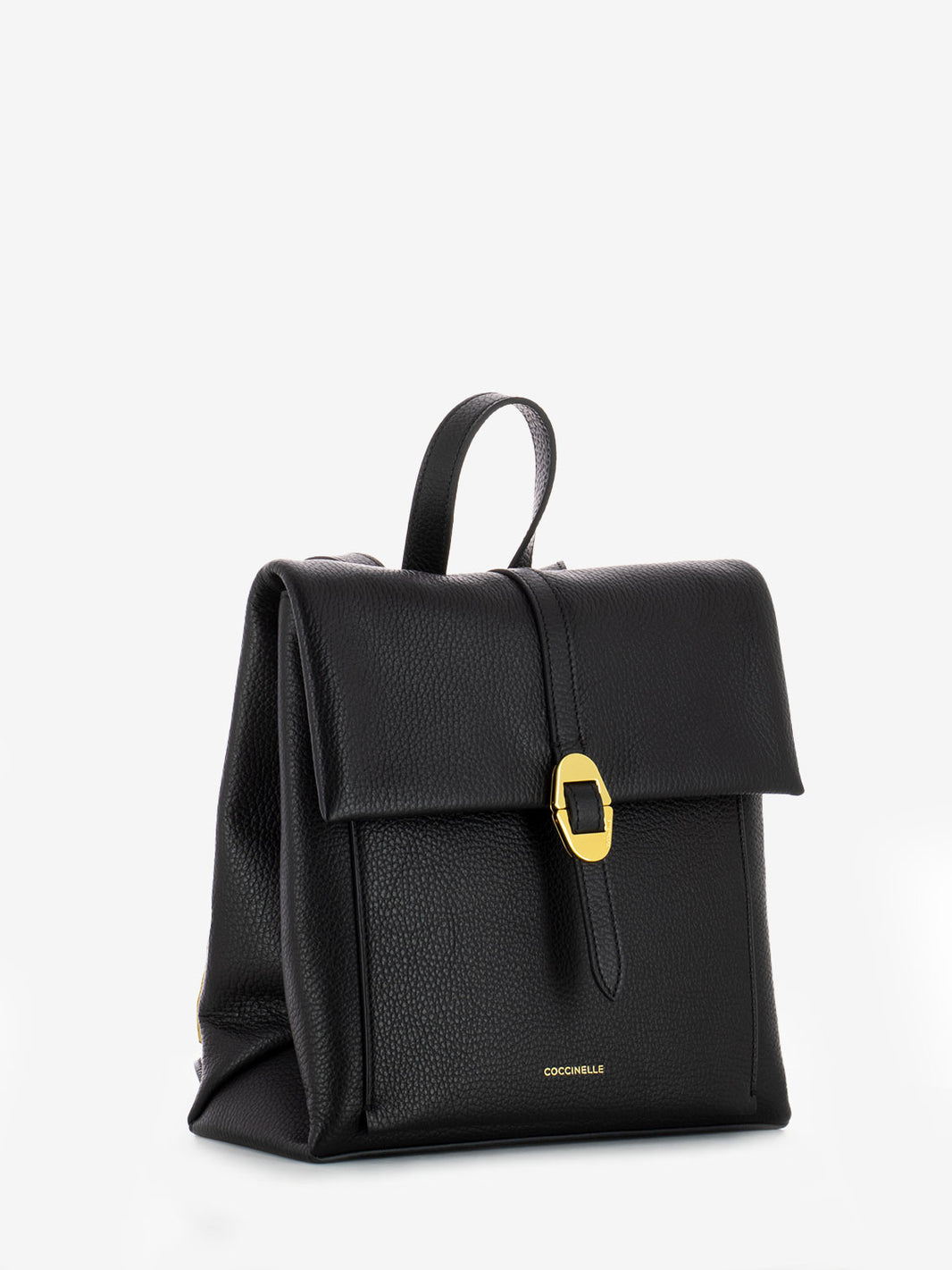 Small backpack grained leather noir