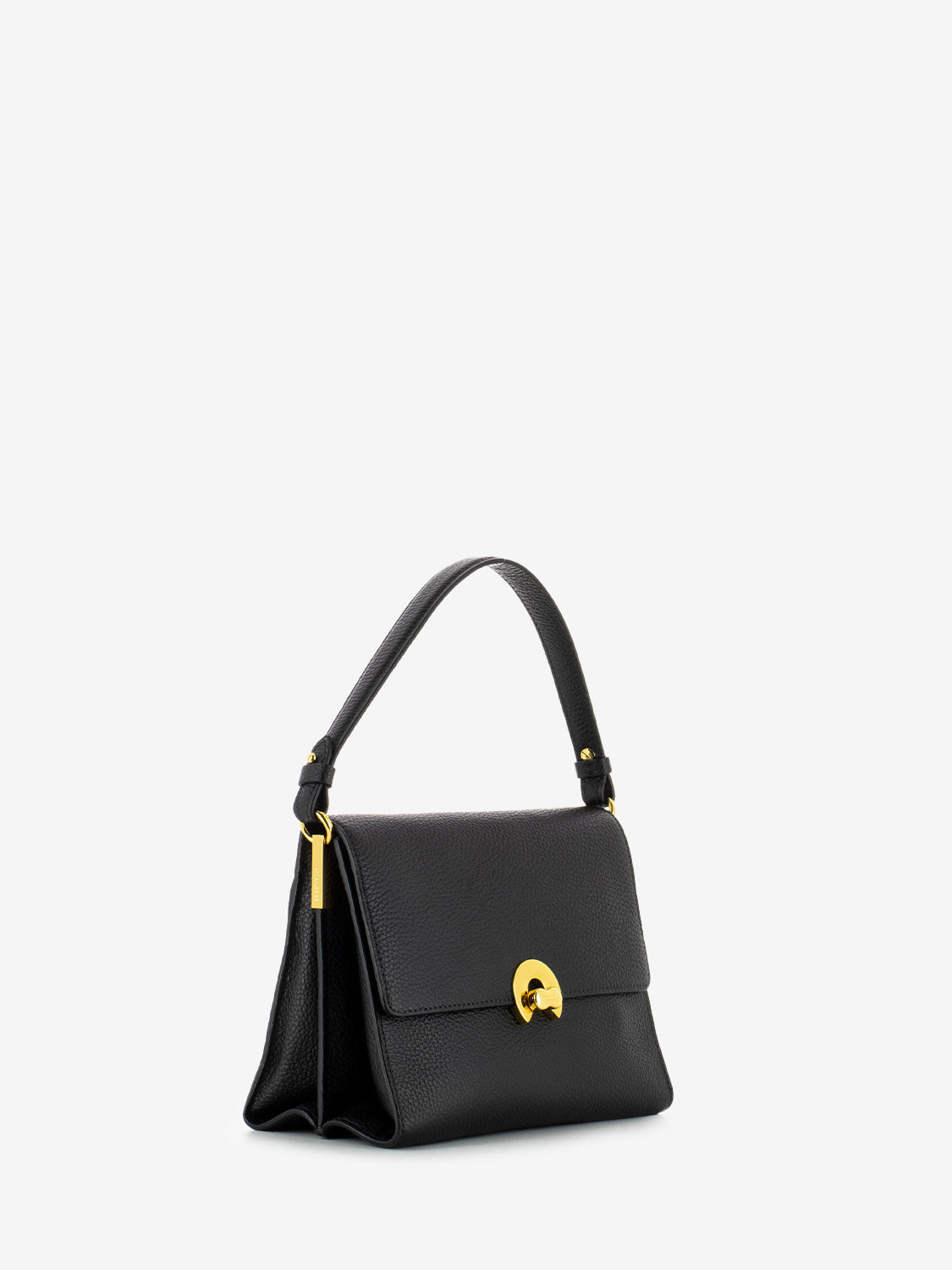 Handbag grained leather noir