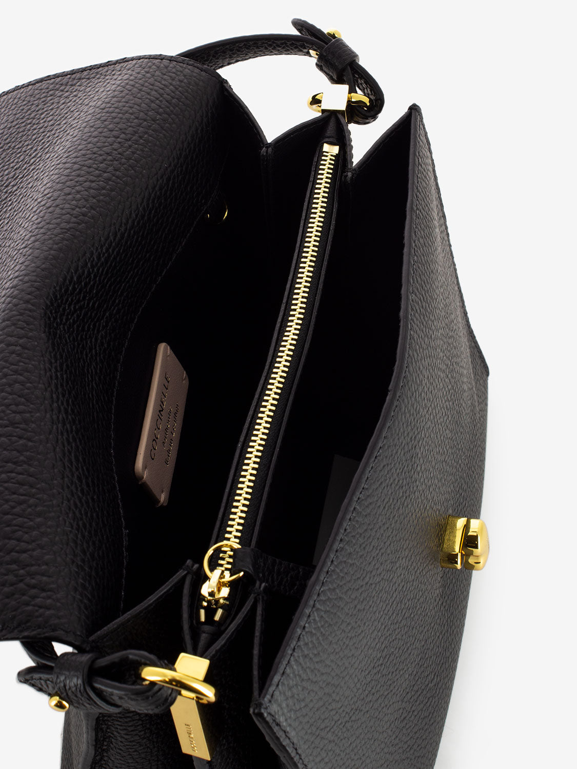 Handbag grained leather noir