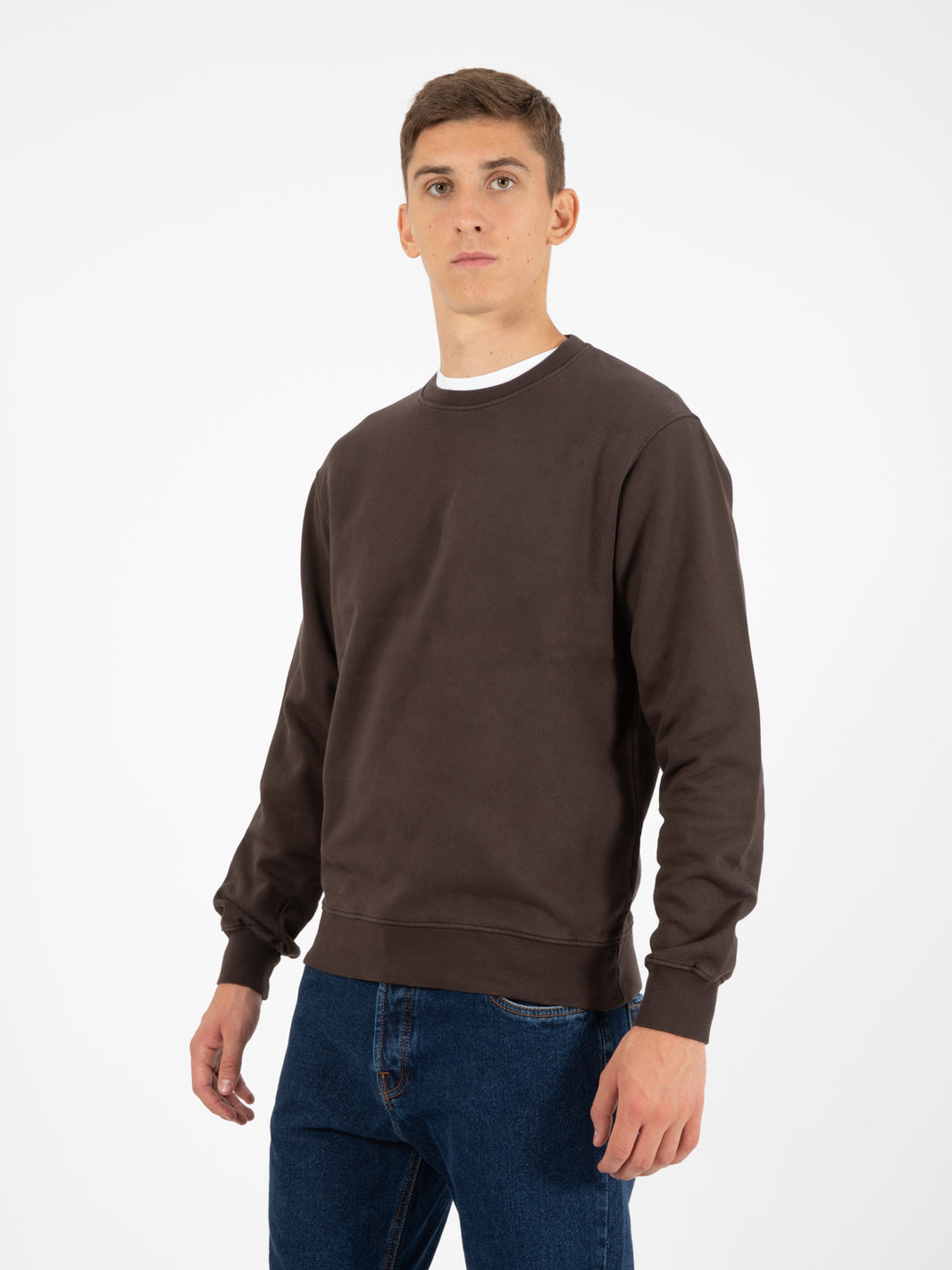 Felpa Classic Organic Crew coffee brown