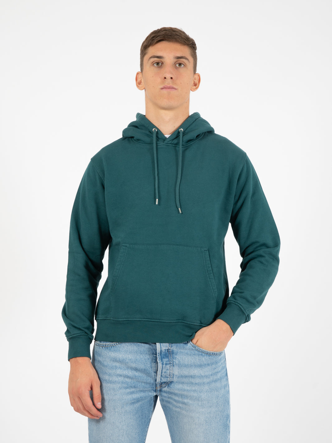 Felpa Classic Organic hood ocean green