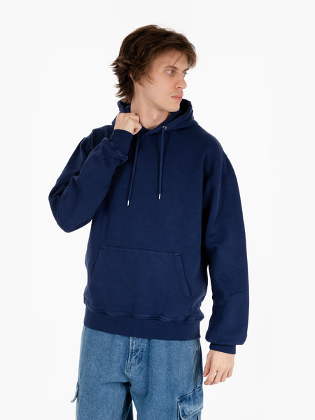 Felpa organic hood marine blue