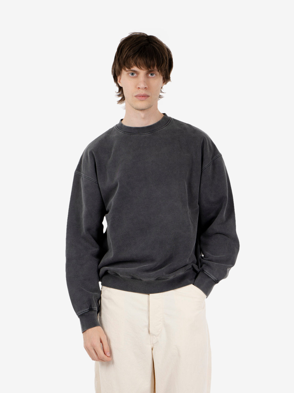 Felpa Organic Oversized Crew faded black