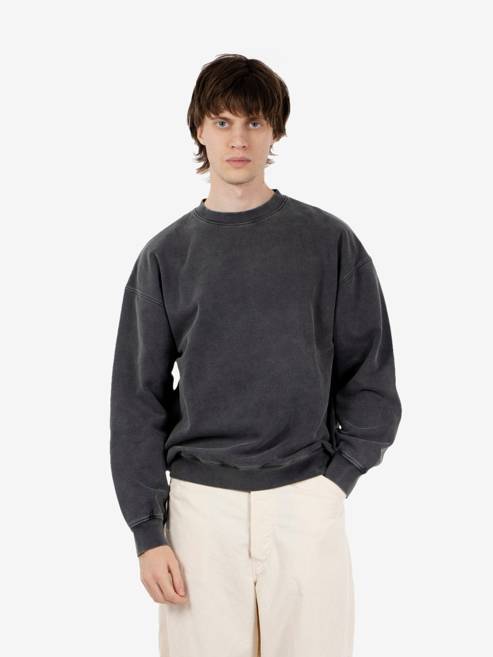 Felpa Organic Oversized Crew faded black